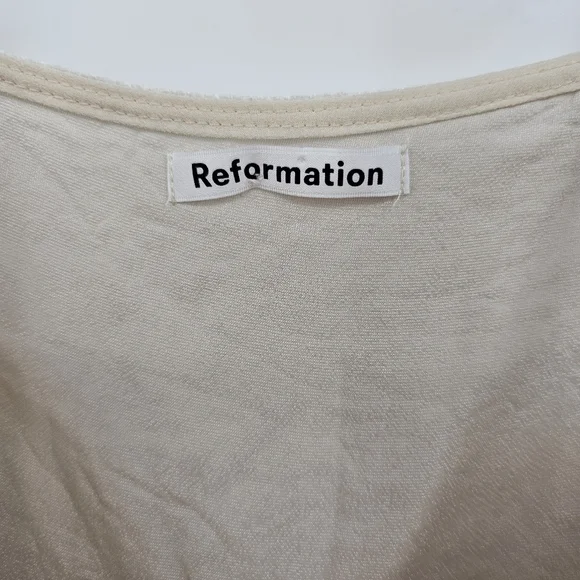 Reformation Ross Velvet Silk Cami Top Beige Neutral‎ Straight Neckline Size M - Picture 4 of 7